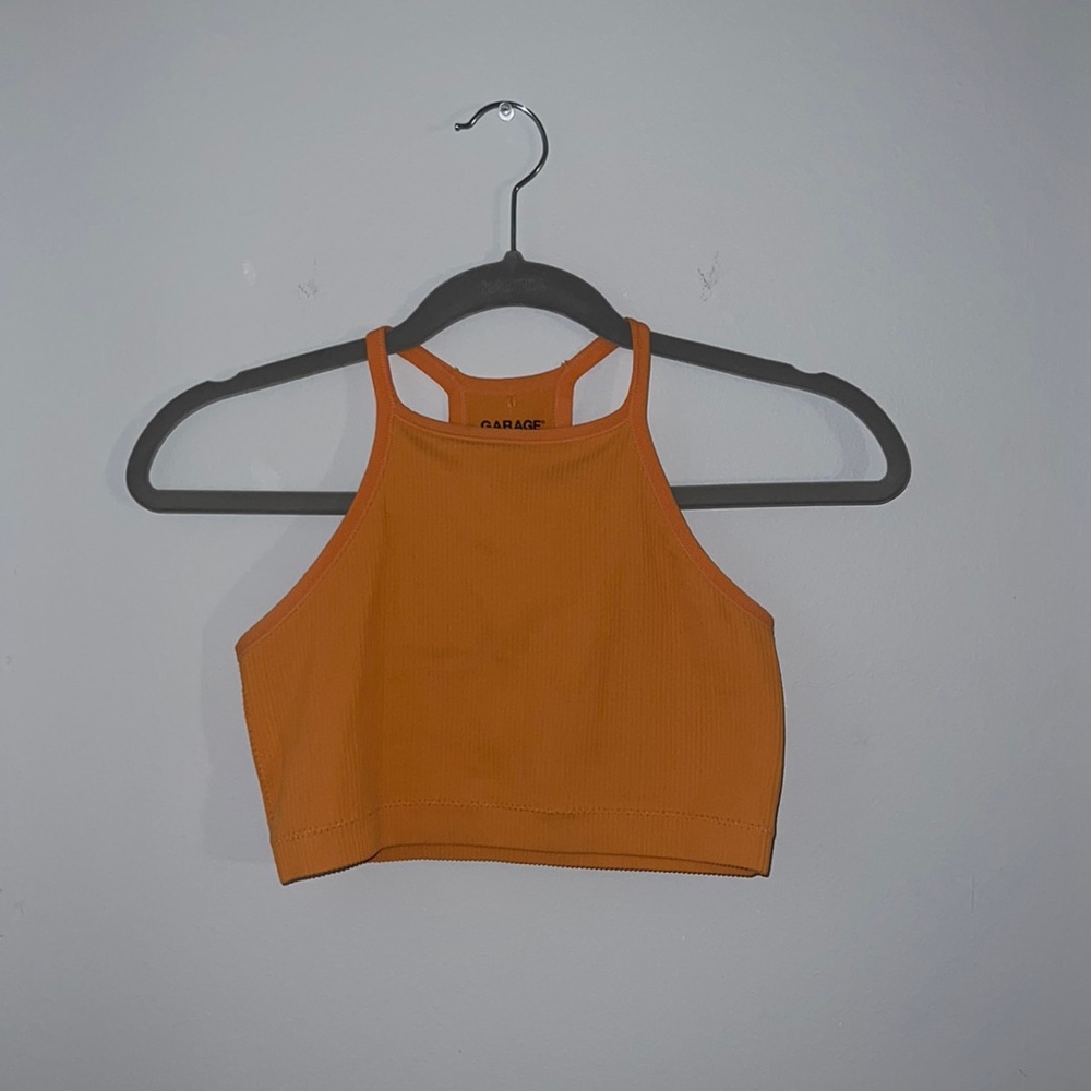 Garage bright orange ribbed tank top, very good condition.